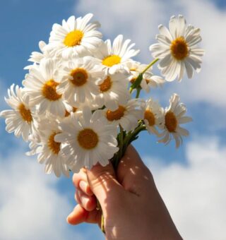 Uma mulher segura uma flor durante o primeiro dia da Primavera