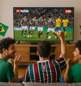 Torcedores do Fluminense vendo o canal do SBT no YouTube