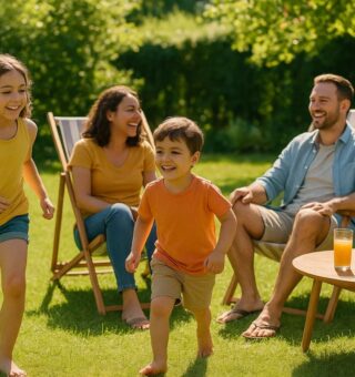 Uma família curtindo o fim de semana em setembro