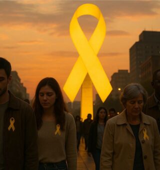 Pessoas na rua refletindo sobre o Setembro amarelo