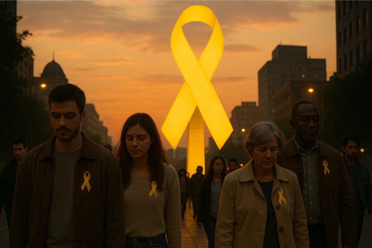 Pessoas na rua refletindo sobre o Setembro amarelo