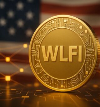 WLFI cunhada em uma moeda de outo