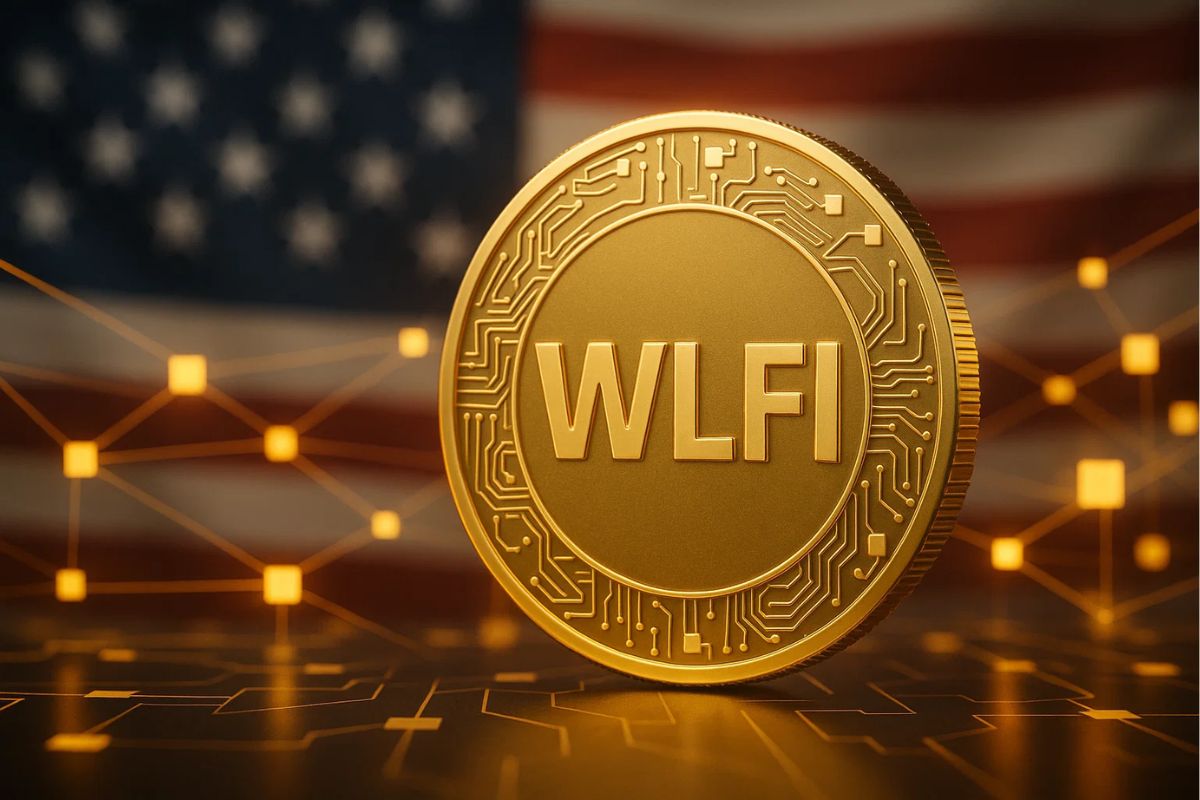 WLFI cunhada em uma moeda de outo