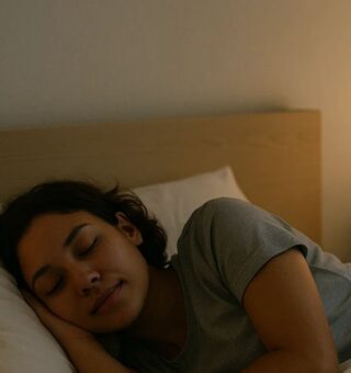 Uma menina tentando dormir