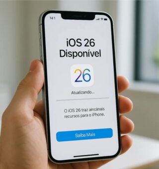Uma pessoa vendo a atualização do iOS 26 em sua tela