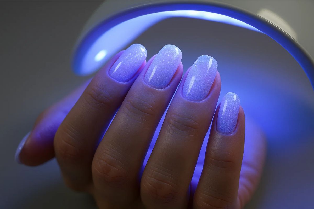Unha de gel em uma cabine UV