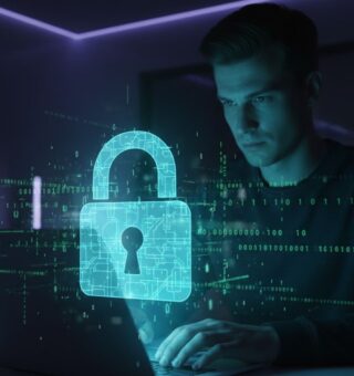 Uma pessoa em frente ao notebook preocupado com Segurança Digital