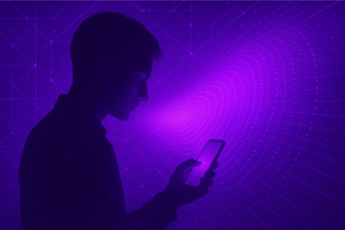 Cliente do Nubank em ar roxo vendo aviso no celular
