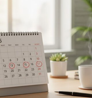Calendário de feriados em cima de uma mesa