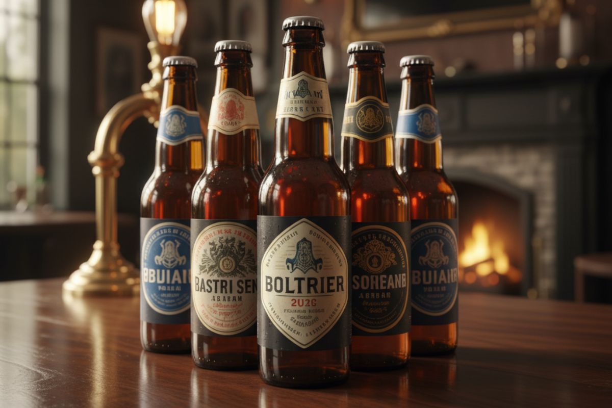 Algumas garrafas de cerveja em cima de uma mesa
