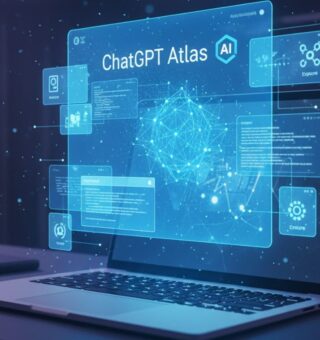 ChatGPT Atlas na tela de um notebook