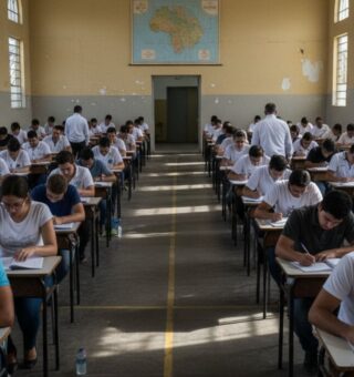 Pessoas fazendo a prova do Concurso Polícia Penal MG 2025