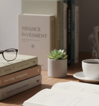 Livros sobre Educação Financeira em cima de uma mesa