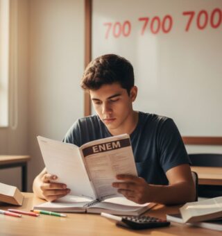 Um jovem estudando para o Enem 2025