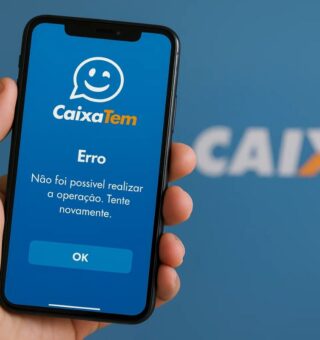 Uma pessoa com o celular na mão vendo o Erro da Caixa Econômica no app