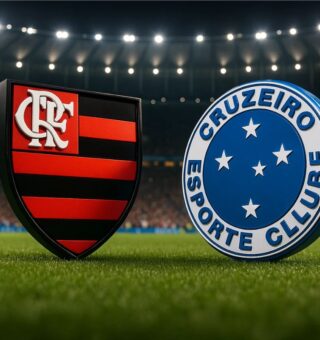Escudos 3D dos times Flamengo x Cruzeiro