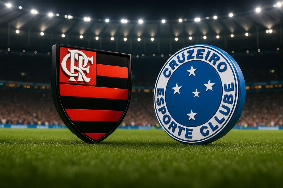 Escudos 3D dos times Flamengo x Cruzeiro