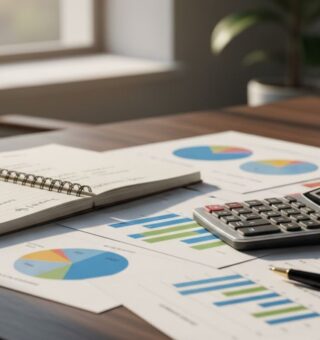 Uma pessoa com diferentes documentos na mesa para ver se vale a pena investir em fundos