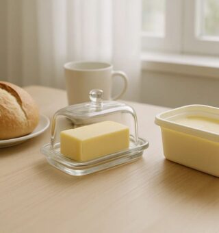 Manteiga e Margarina em cima de uma mesa