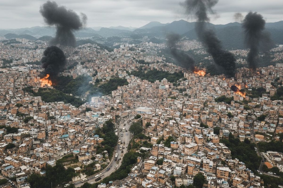 Imagem aérea de um local que está sob narcoestado
