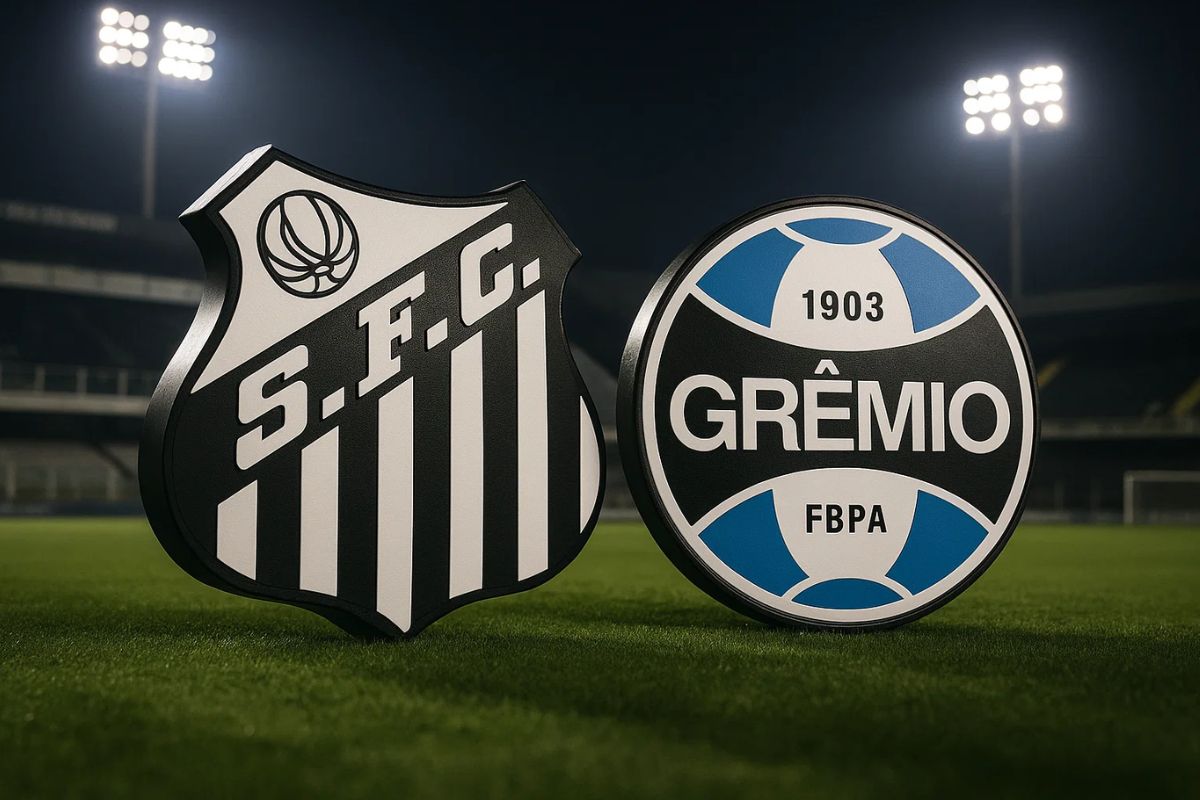 Escudo 3D dos times: Santos x Grêmio