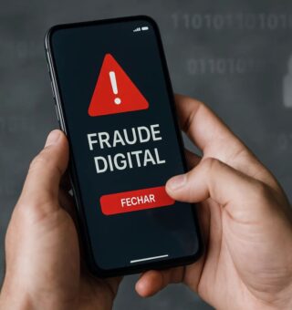 Uma vítima de Spoofing com o celular na mão