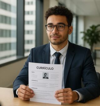 Um jovem com o currículo na mão enquanto tentar conseguir emprego em 2025