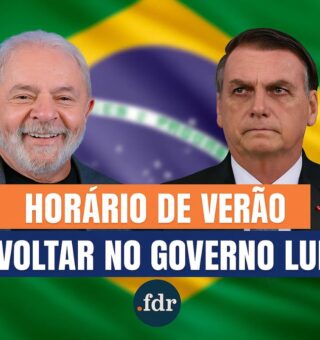 Horário de verão em um anúncio. Na imagem aparece Lula e Bolsonaro