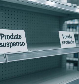 Prateleira de suplementos vazia após banimento da Anvisa