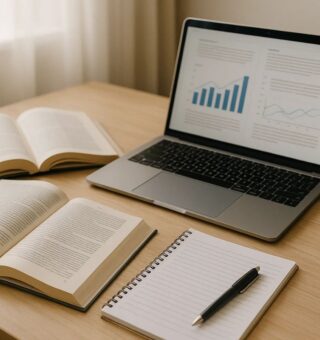 Bancas de concurso na tela de um notebook em cima de uma mesa