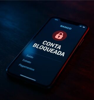 Conta bloqueada na tela de um celular