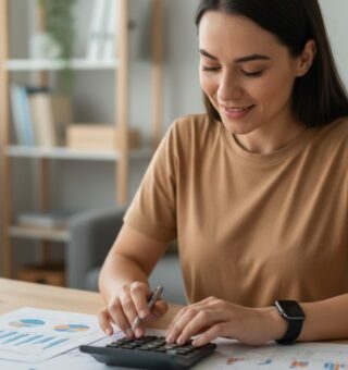 Uma moça fazendo cálculo antes de pedir o Crédito para negativado