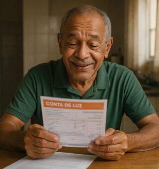 Idoso vendo que está isento da conta de luz