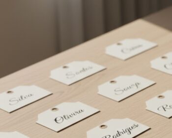 Nomes em um papel em cima de uma mesa de madeira