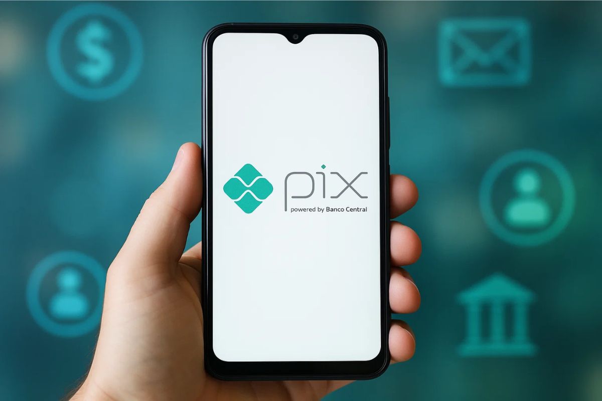 Uma tela de celular com PIX
