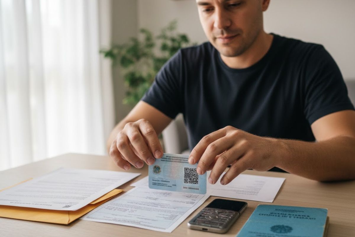 Um rapaz se organizando com o RG Novo