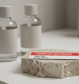 Sabonete que foi proibido pela Anvisa em cima da pia