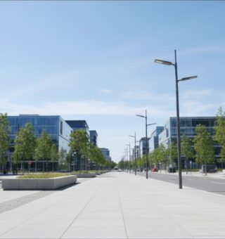 Uma cidade com fios enterrados: imagem de uma praça