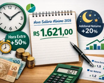 Salário Mínimo de R$ 1.621: Veja quanto vale sua hora extra e o adicional noturno em 2026