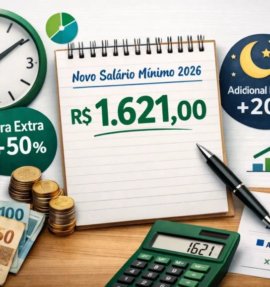 Salário Mínimo de R$ 1.621: Veja quanto vale sua hora extra e o adicional noturno em 2026