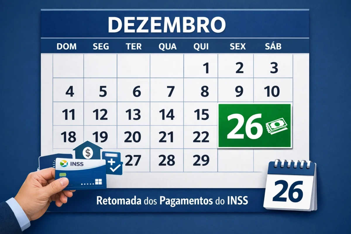 INSS retoma pagamentos de dezembro nesta sexta (26); veja quem recebe hoje