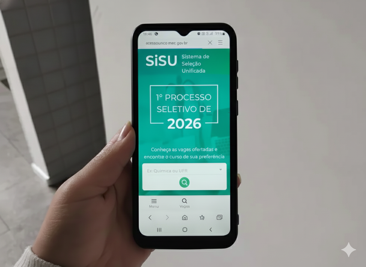 Tela de celular com a página do sisu 2026 aberta