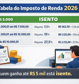 IMPOSTO DE RENDA 2026: Nova tabela isenta quem ganha até R$ 5 mil; veja como fica seu salário