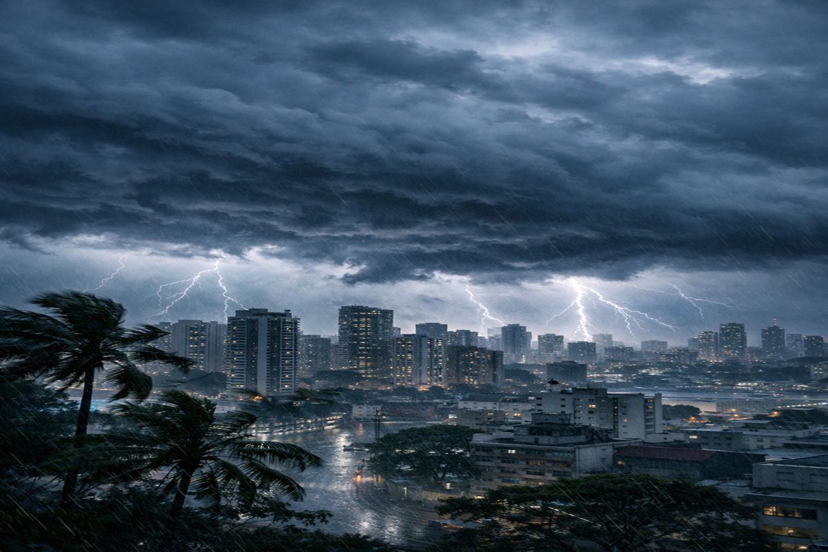 Imagem de chuva em uma frente fria