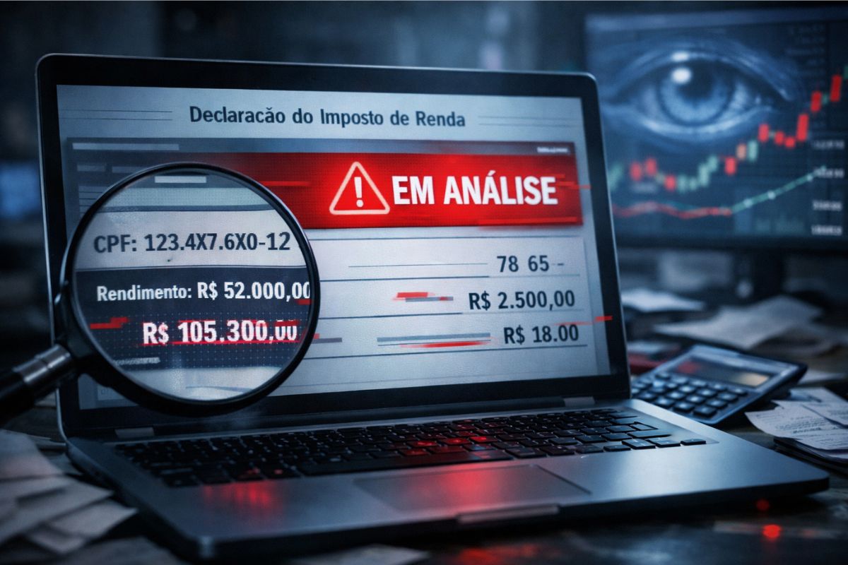 Uma tela de computador na declaração do Imposto de Renda