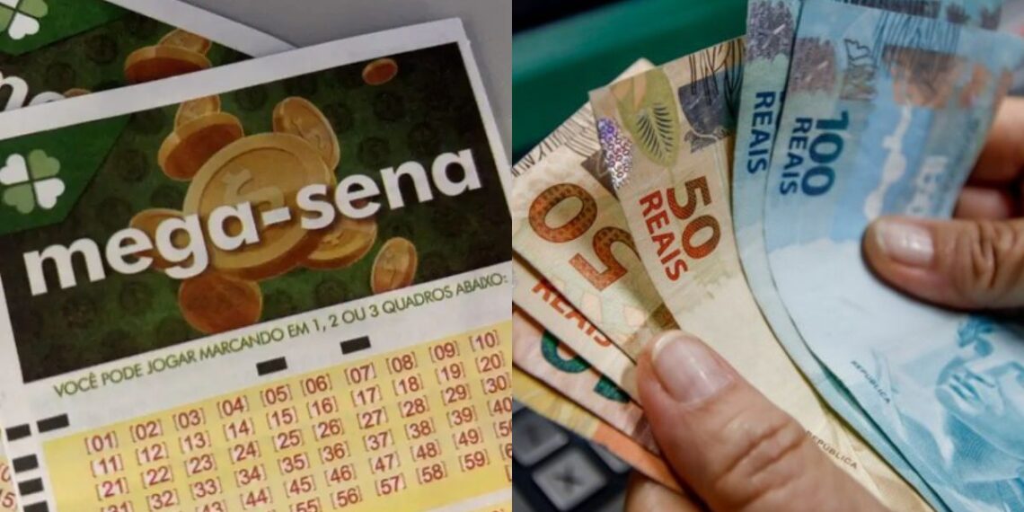Bilhete da Mega-Sena 2991 ao lado de notas