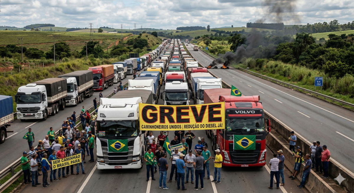 Caminhoneiros anunciam greve geral, mas governo toma atitude antecipada (foto: Gerada por IA/Gemini)