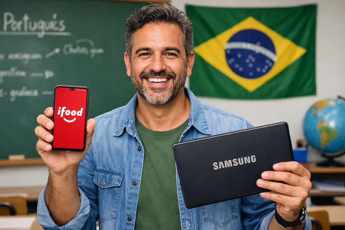 Professores: iFood de graça e desconto na Samsung; veja como garantir seu benefício