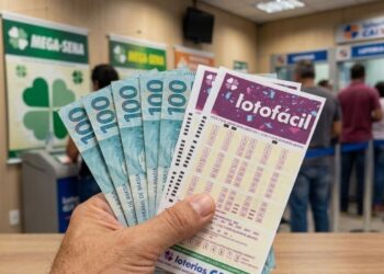 Bilhetes da Lotofácil 3652 e notas de R$ 100,00