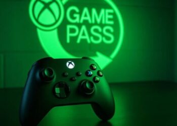 Controle do Xbox com Game Pass no fundo da parede